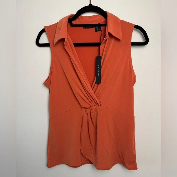 Tahari V-Neck Orange Top Career Bussines Classic Size M NWT - Picture 1 of 6